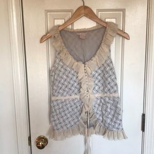 ANTHROPOLOGIE Lace button top